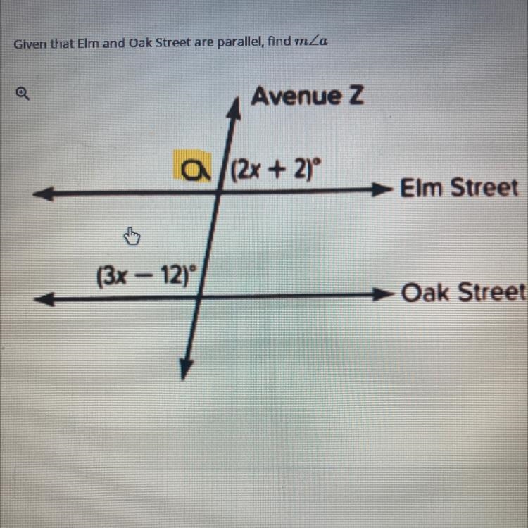 Please help...given that elm and oak street are parallel, find m-example-1