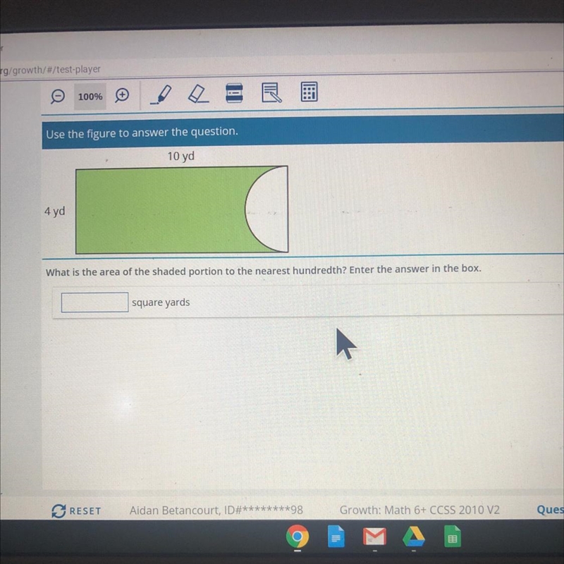 Use the figure to answer the question. 10 yd 4 yd What is the area of the shaded portion-example-1