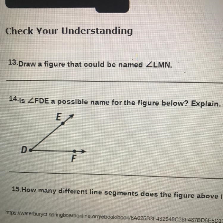 -Is ZFDE a possible name for the figure below? Explain. E D F It’s number 14-example-1