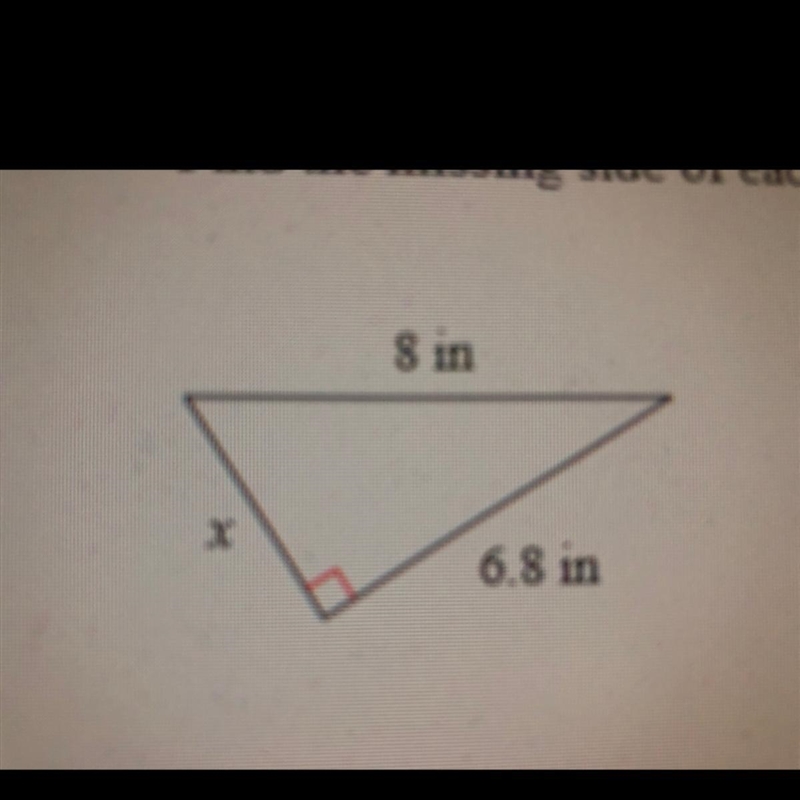 Find the missing side of each triangle.-example-1