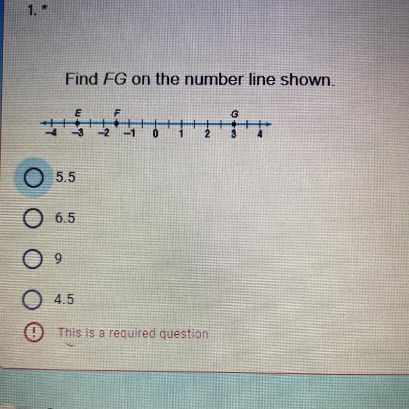 Find FG on the number line shown.-example-1