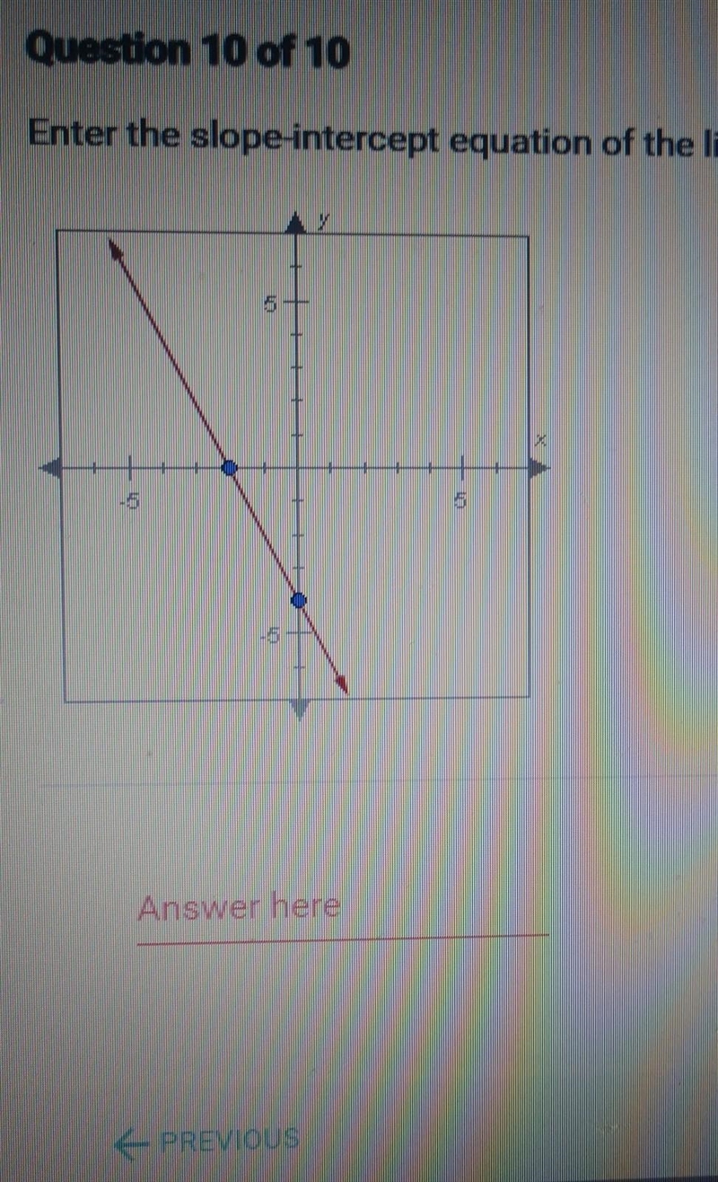 What would the slope intercept equation of the line shown below​-example-1