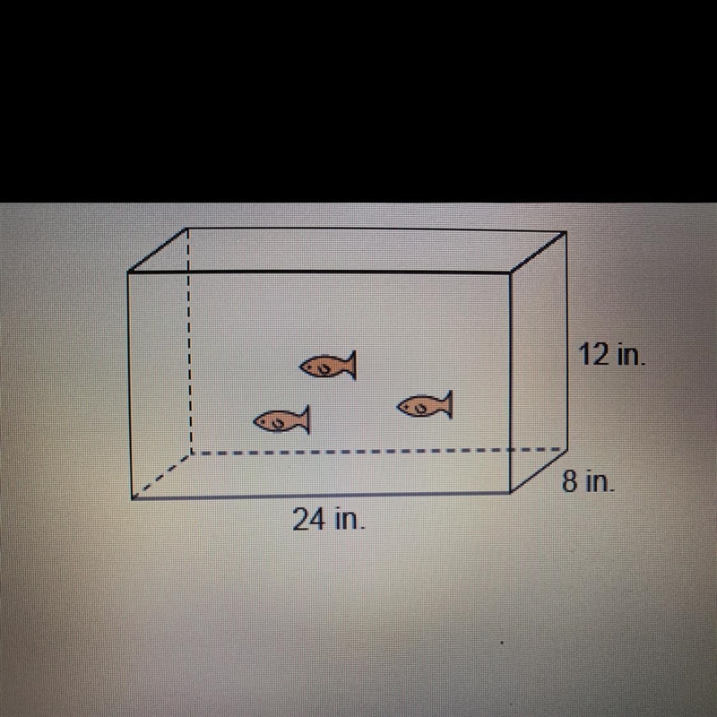 What is the volume of this aquarium? A) 96 in B) 2,304 in C) 3,216 in D) 4,608 in-example-1