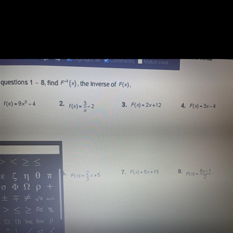 PLEASE SOMEONE HELP I TRULY DO NOT UNDERSTAND Find F^-1(x), the inverse of F(x). f-example-1