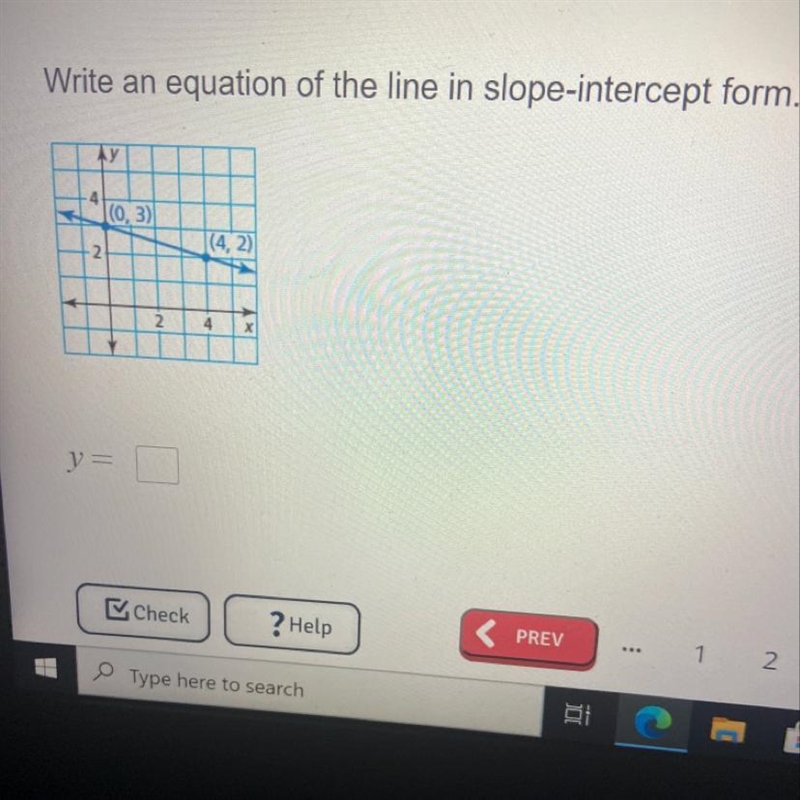 Write an equation of the line in slope intercept form-example-1