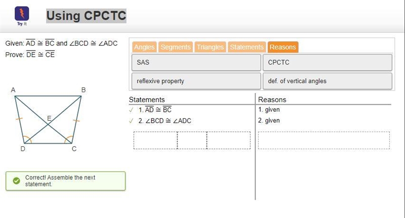 Prove line segment de is congruent to line segment ce-example-1