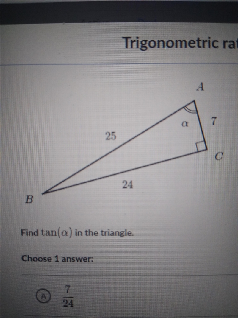 Find tan(a) in the triangle Any help will be appreciated thank you-example-1