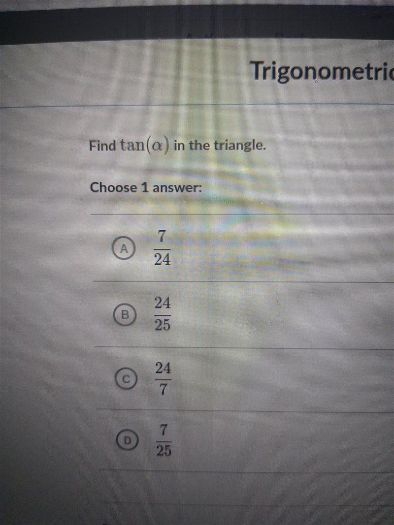 Find tan(a) in the triangle Any help will be appreciated thank you-example-2