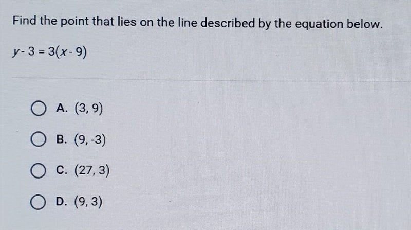 Find the point that lies on the line described by the equation below. y - 3 = 3 (x-example-1