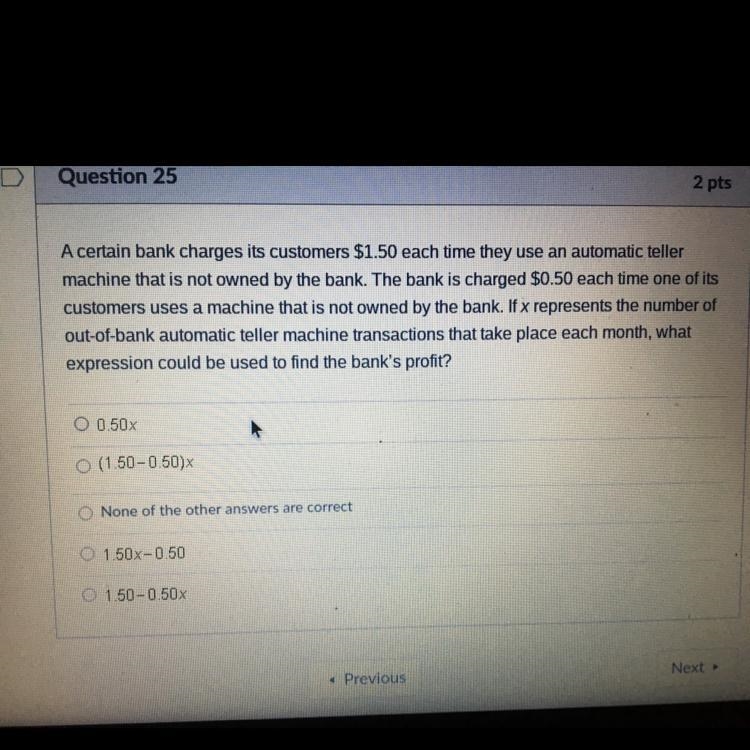 A certain bank charges its customers $1.50 each time they use an automatic teller-example-1