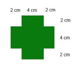 A green cross is formed by placing two rectangles of dimensions 8cm×4cm over each-example-1