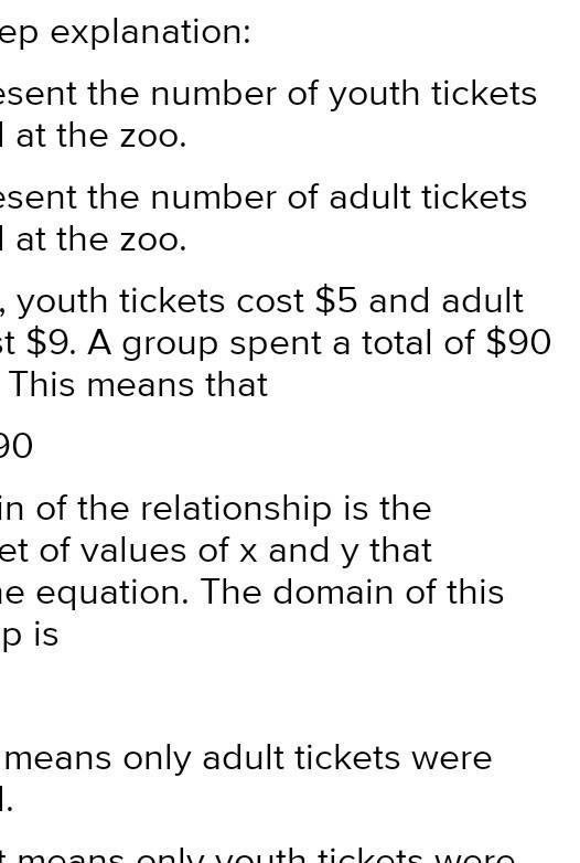 I need help on one of my work sheet questions. At a zoo, youth tickets cost $5 and-example-2