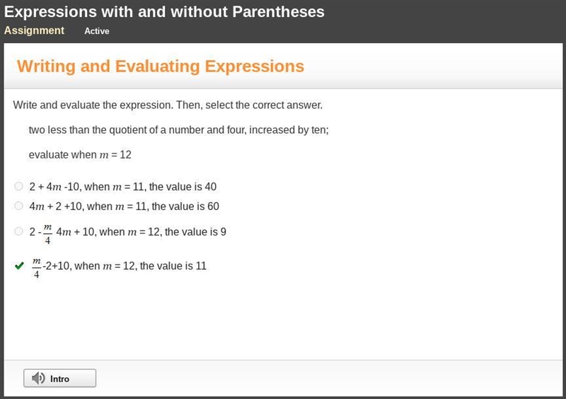 Write and evaluate the expression. Then, select the correct answer. two less than-example-1