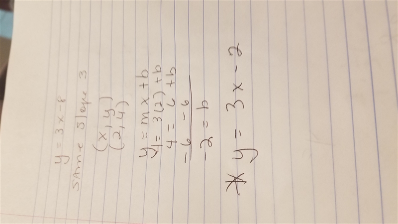 Find the equation of the line that passes through (2, 4) and is parallel to the line-example-1