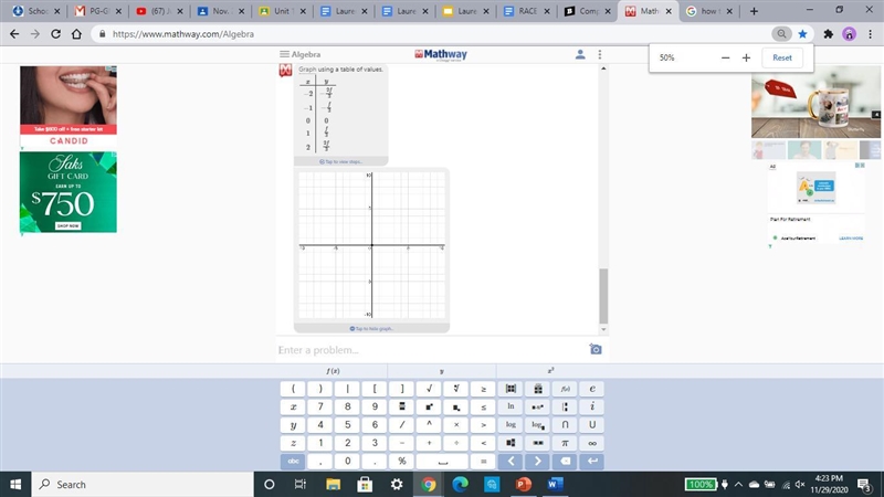 Complete the table for the function y=f(1/3x)-example-1