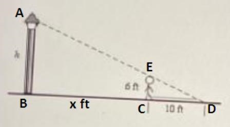 Question 6 A person standing 35 feet from a street light casts a shadow as shown. What-example-1