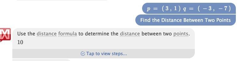 This test will not impact your grade. If P = (3, 1) and Q = (-3, -7), find The distance-example-1