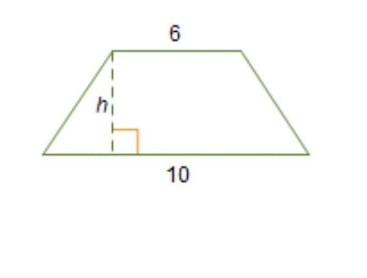 The area of the trapezoid is 40 square units. What is the height of the trapezoid-example-1