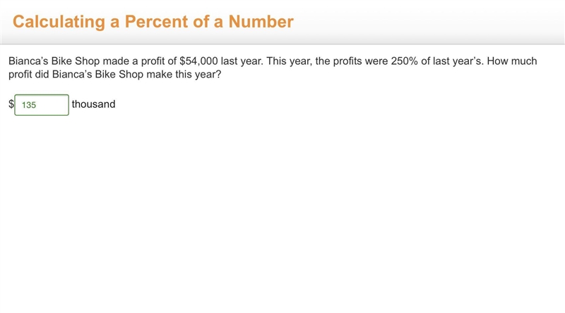 Bianca’s Bike Shop made a profit of $54,000 last year. This year, the profits were-example-1