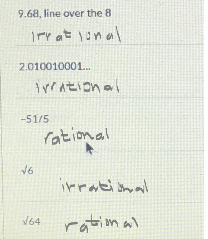 Which of these are irrational and which are rational ?-example-1