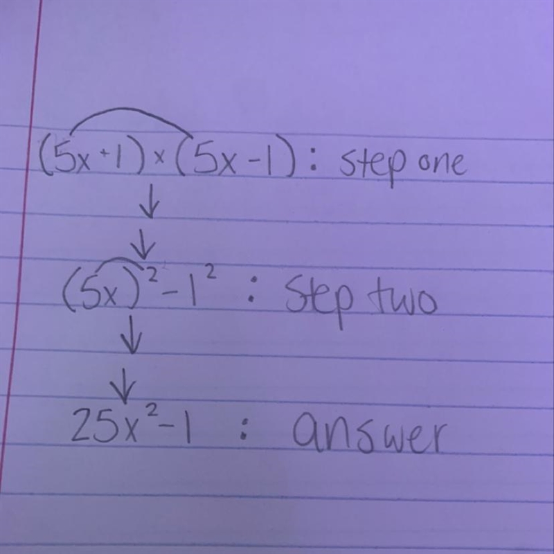 Expand if necessary combine like terms (5x+1) (5x-1)=-example-1