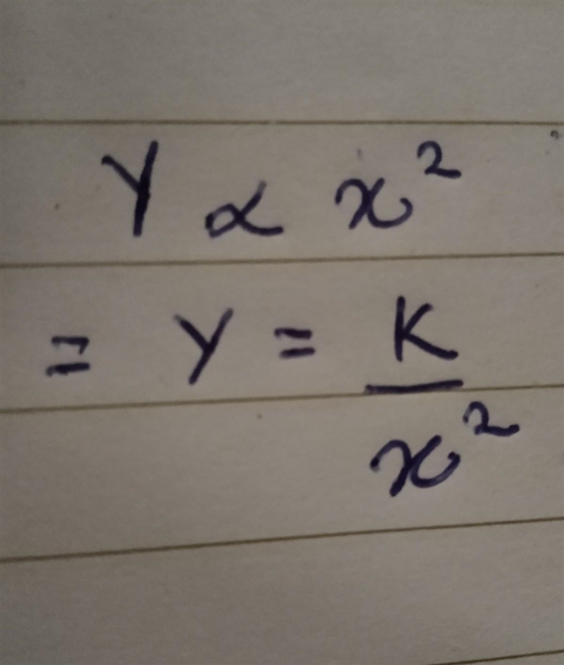 Y varies inversely as the square of X . find equation connecting X andY. ​-example-1