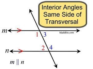 A transversal intersects two lines and forms a pair of same side interior angles that-example-1