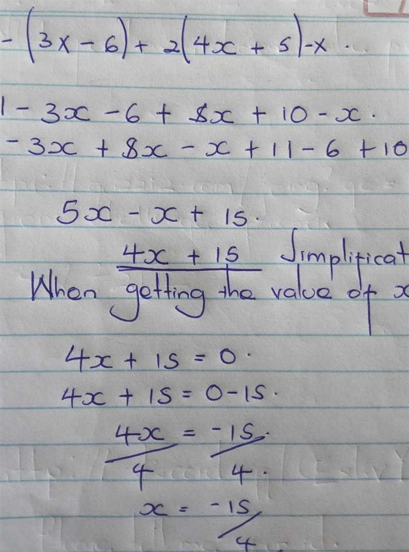 11-(3x-6)+2(4x+5)-x simplify-example-1