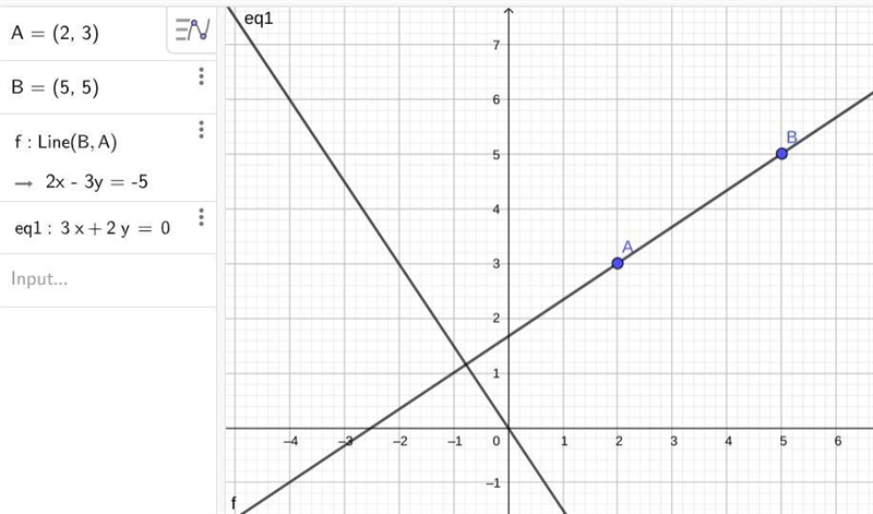 What would be a line perpendicular to (2,3) (5,5)? There aren’t any answer choices-example-1