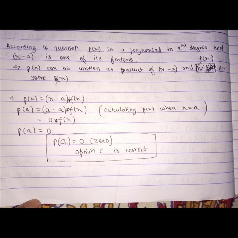 Given that p(x) is a polynomial in 2 and a € R. If (x – a) is a factor of p(I), then-example-1