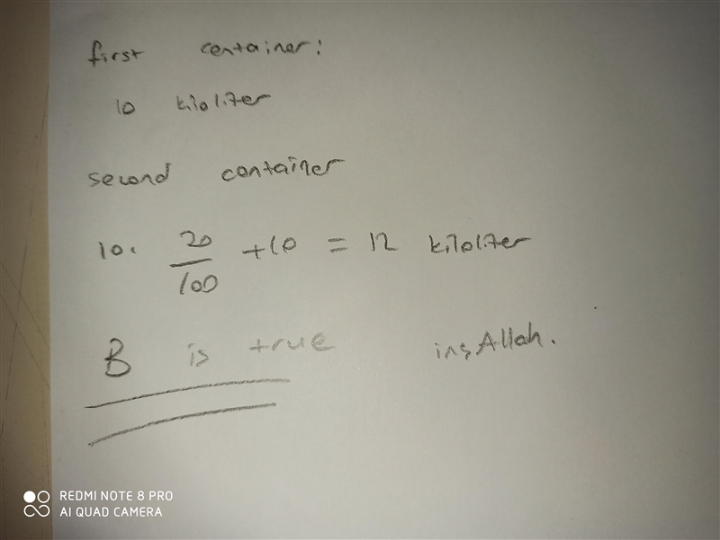 The capacity of one container is 10 kiloliters. The capacity of another container-example-1