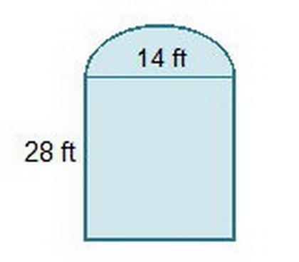 Jordan is putting a fence around a garden that is shaped like a half circle and rectangle-example-1