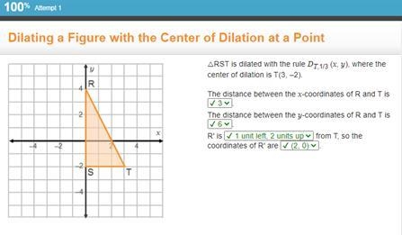 RST is dilated with the rule DT,1/3 (x, y), where the center of dilation is T(3, –2). The-example-1