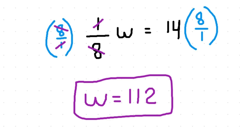 (1)/(8)w = 14-example-1