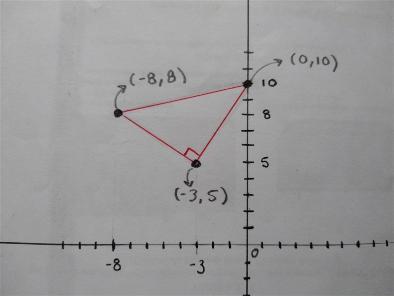 A triangle in the coordinate plane has vertices ????(0,10), ????(−8,8), and ????(−3,5). Is-example-1