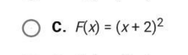 The graph of f(x) shown below has the same shape as the graph of g (x) = x^2 but it-example-1