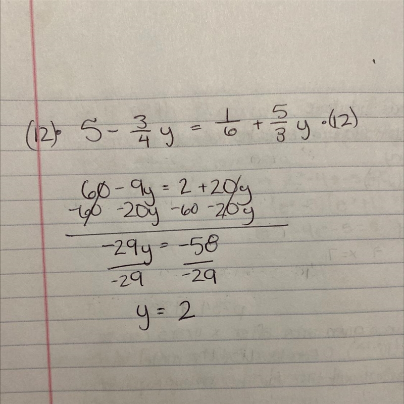 5-3/4y=1/6+5/3y (please include steps)-example-1