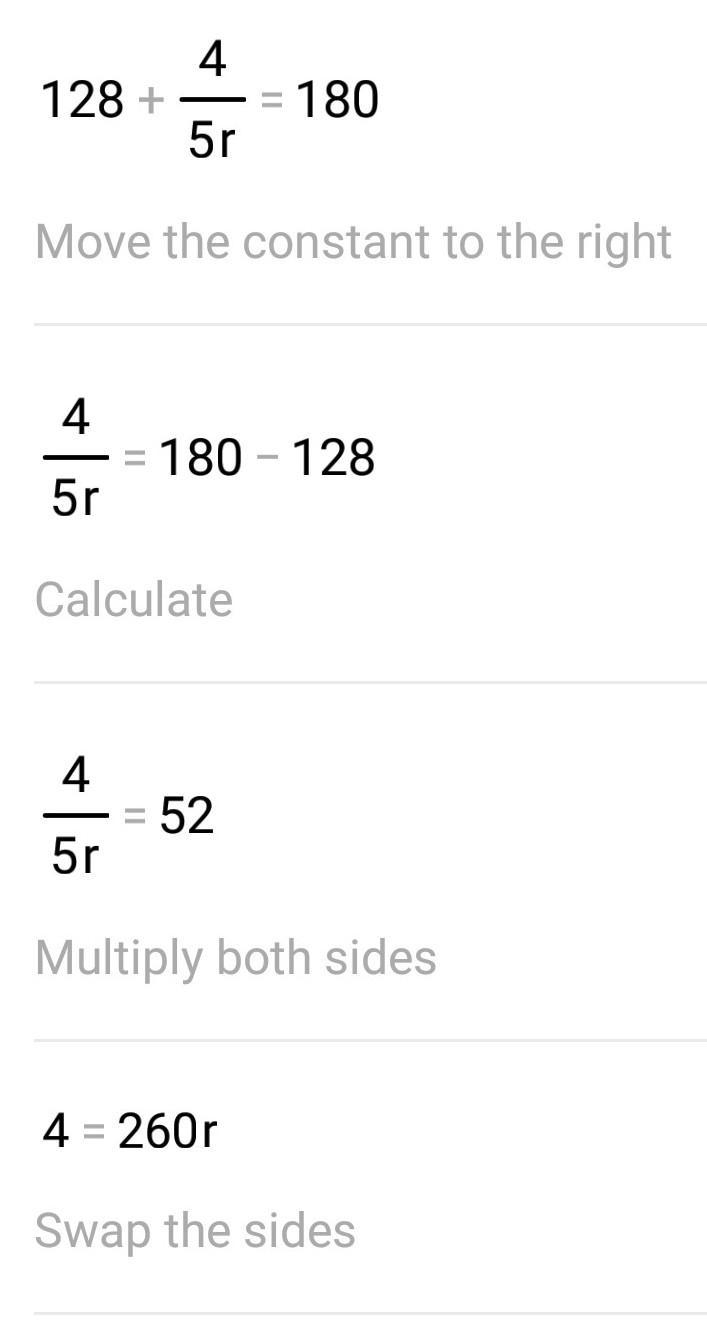 50 + 78 + 4/5r = 180-example-1