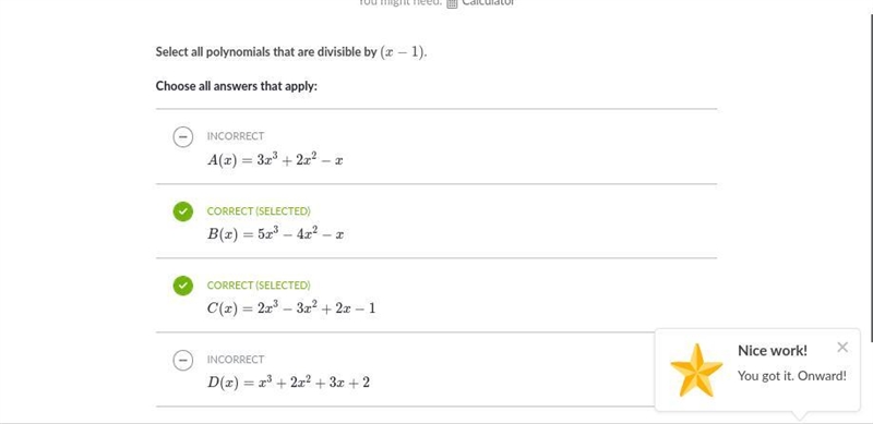 Select all polynomials that are divisible by (x-1). Choose all answers that apply-example-1