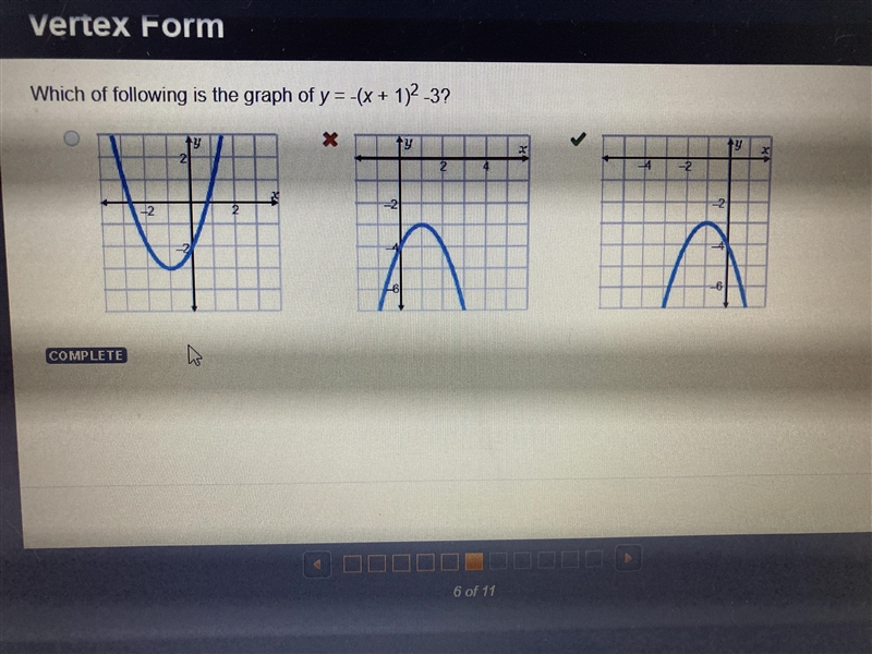 Which of following is the graph of y = -(x + 1)2-3?-example-1