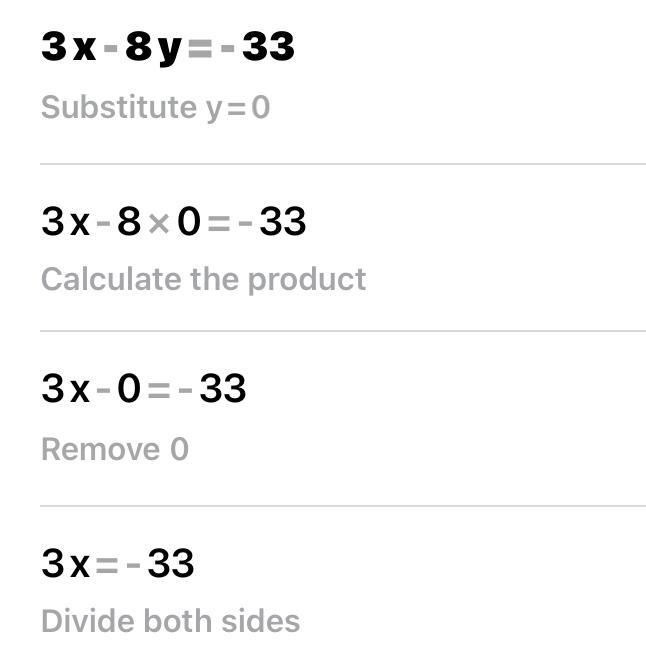 Solve: 3x-8y=-33 solve: 9x+8y=29 show work please-example-1