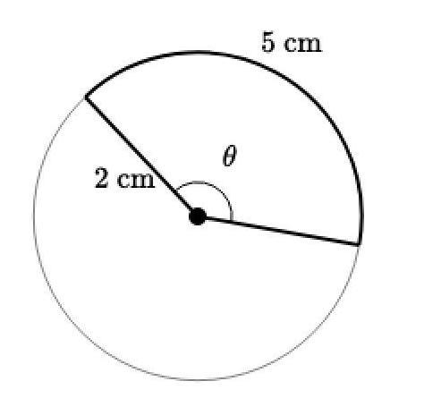 What is the measure (in radians) of central angle \thetaθtheta in the circle below-example-1