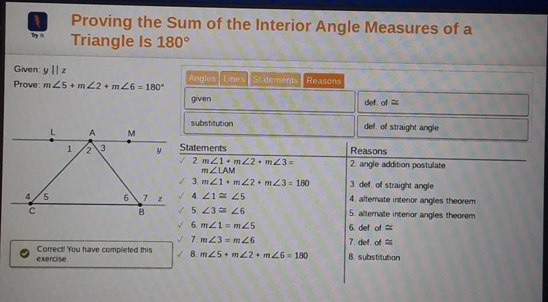 Given: y || 2 Prove: m25+ m22 + m26 = 180°-example-1