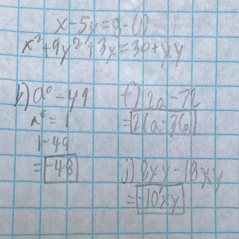 B) aº – 49 f) 2a? - 72 j) 8xy - 18xy​-example-1