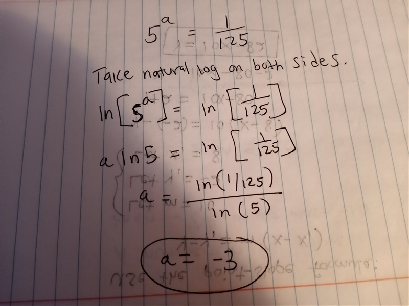 What is the value of the power a if 5^a=1/125-example-1