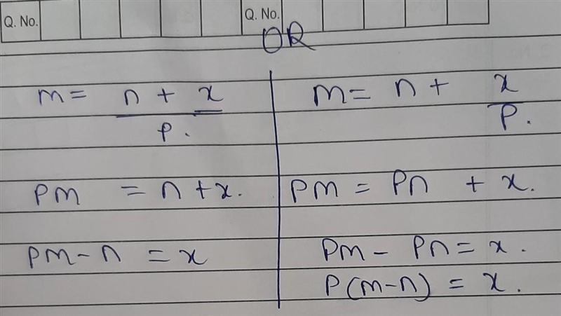 Make x the subject of m=n+x/p-example-1