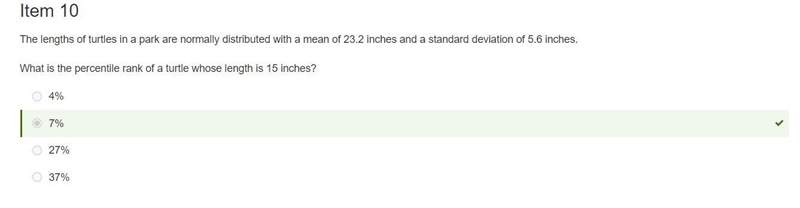 The lengths of turtles in a park are normally distributed with a mean of 23.2 inches-example-1