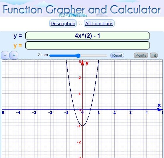 Select the shape of the graph of this two variable equation. y=4x^(2)-1-example-1