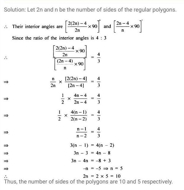 two regular polygons are such that the ratio of the measures of their interior angles-example-1