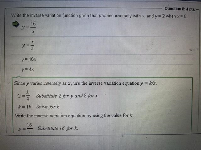 HELP ASAP!! Write the inverse variation function given that y varies inversely with-example-1